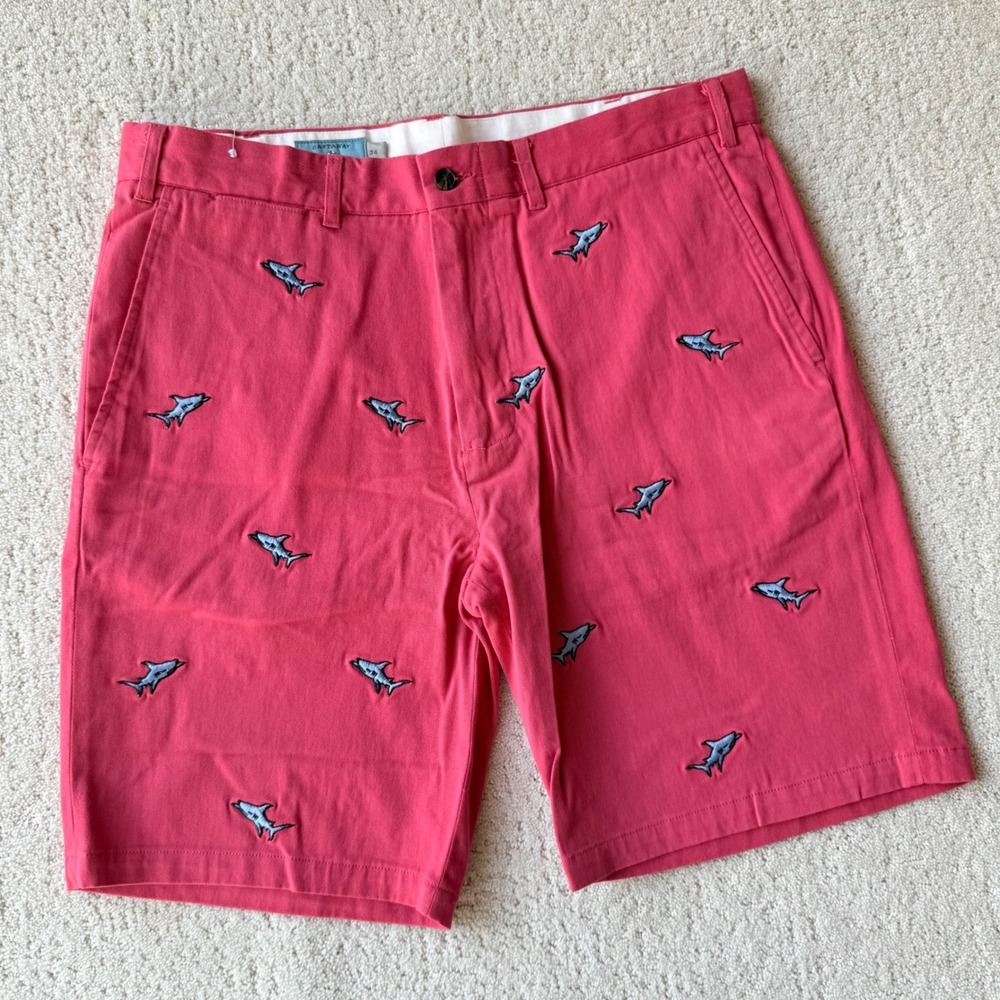 Castaway Nantucket Island Shark Embroidered Shorts Casual Size 34